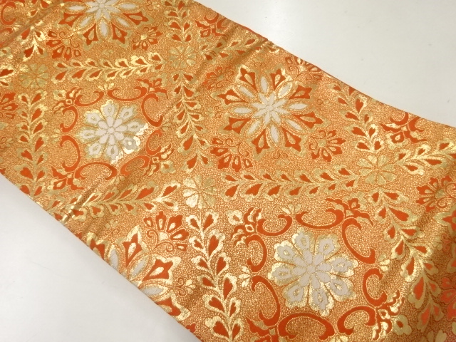 JAPANESE KIMONO / ANTIQUE NAGOYA OBI / SILK / WOVEN FLOWER